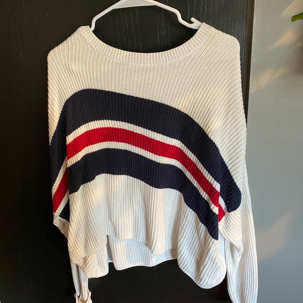 Hollister white striped sweater